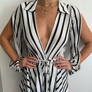 Monaco stripped black and white romper